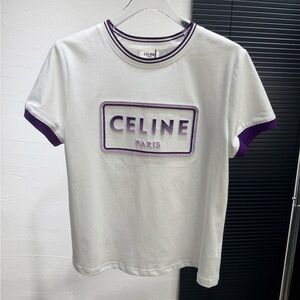 Celine Y2K Purple Short-Sleeve Top